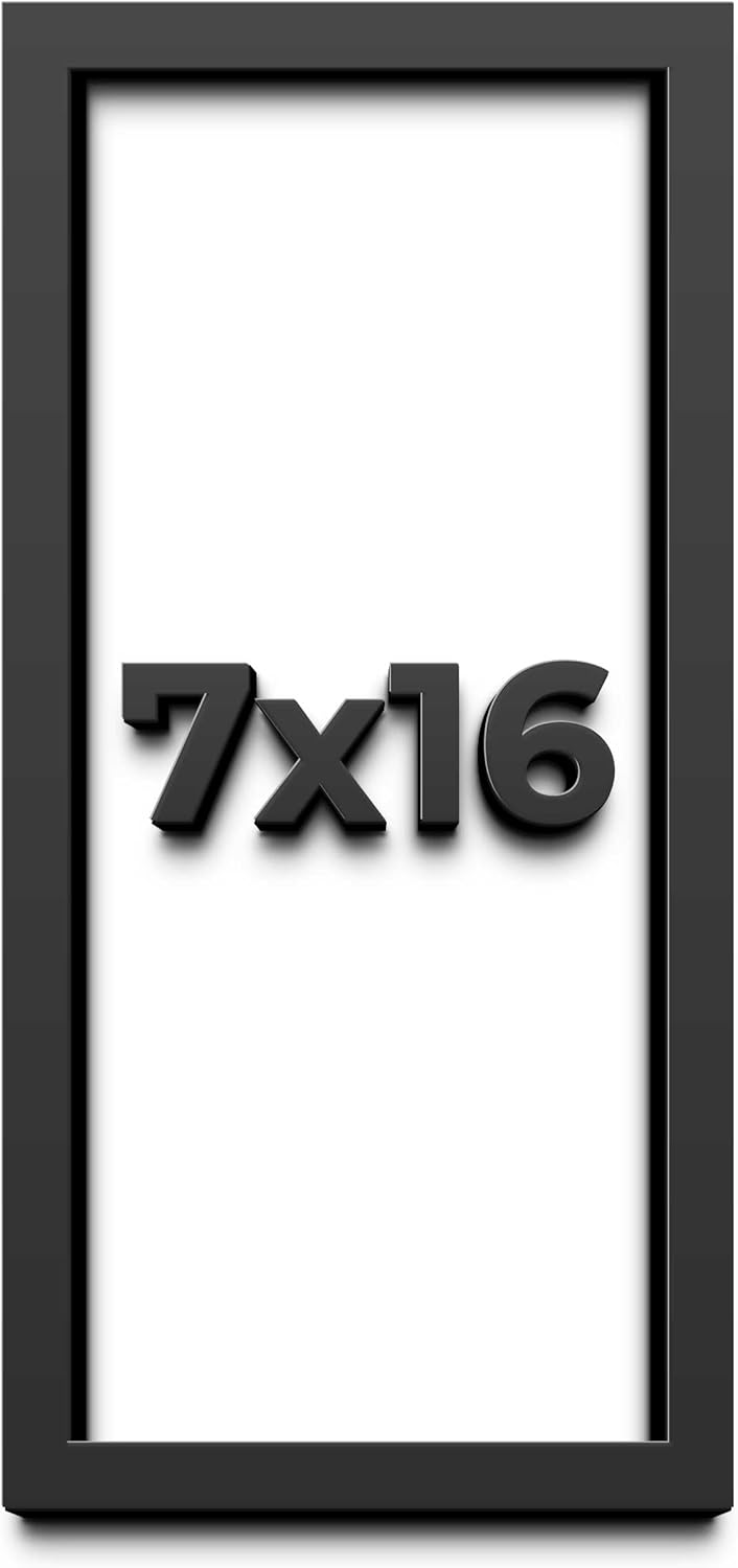 7x16 Shadow Box Frame Black | 1 Inch Deep Solid Wood Shadowbox Display Frame | UV Resistant Acrylic Plexiglass, Acid Free Backing, and Hanging Hardware | Dugan Picture Frame Style