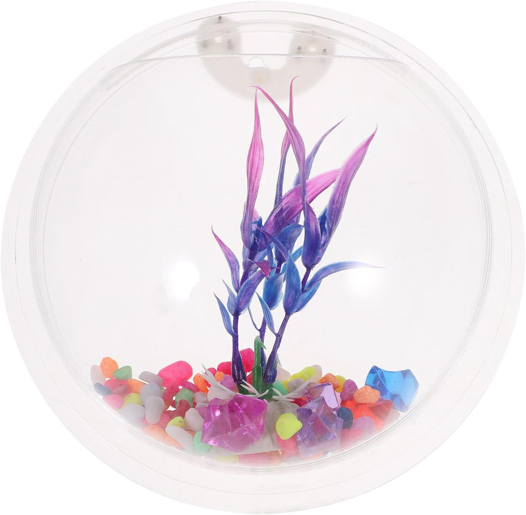 Alipis Fish Tank Round Glass Vase Wall Mounted Acrylic Fish Bowl Fish Bubble Betta Fish Tank, Wall Hanging Plant Terrarium Hydroponic Pot for Air Plant Clear Glass Vases Aquarium