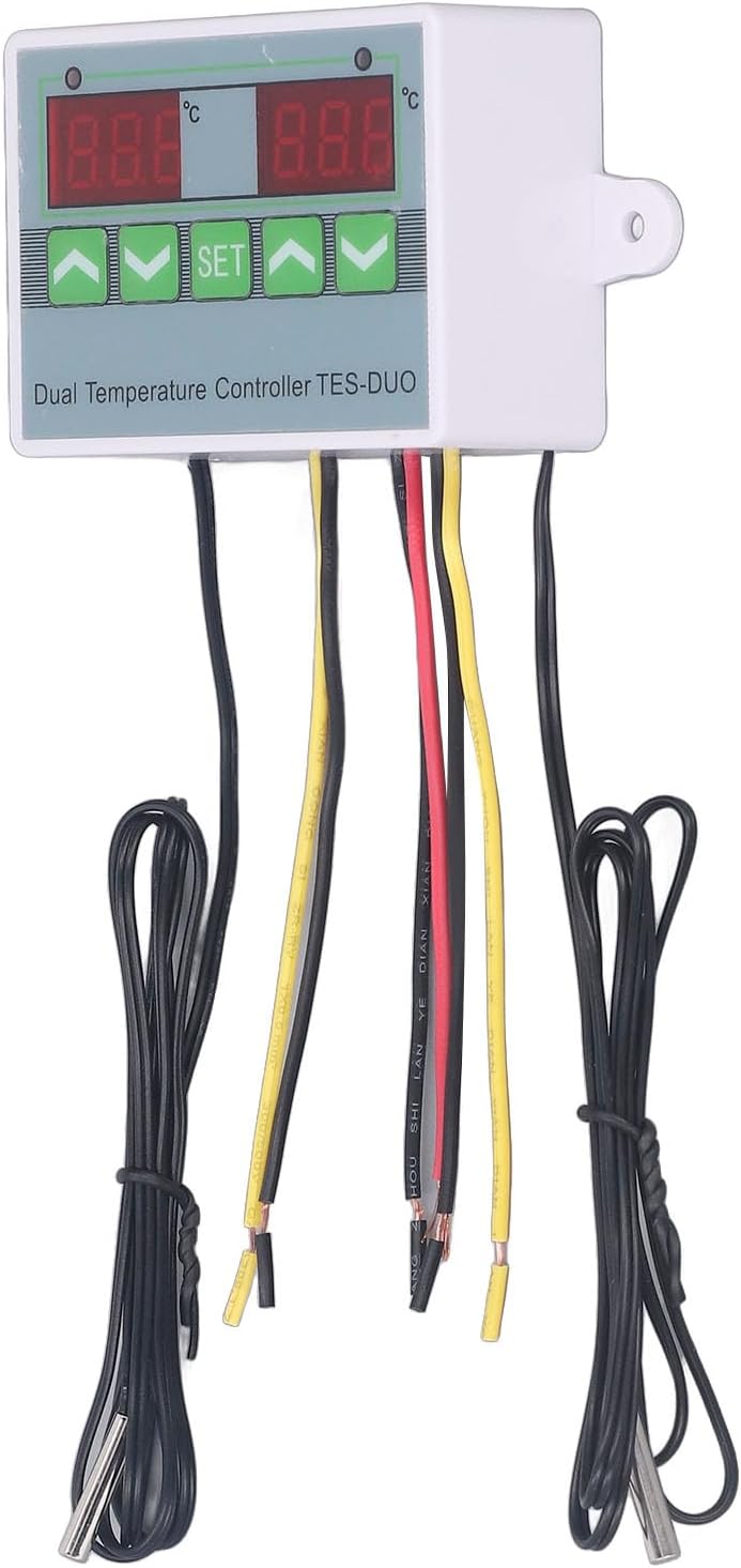 Generic Dual Temperature Controller, Digital Thermostat with Data Storage, for Refrigerator Freezer Incubator Reptile Keeping (DC24V)