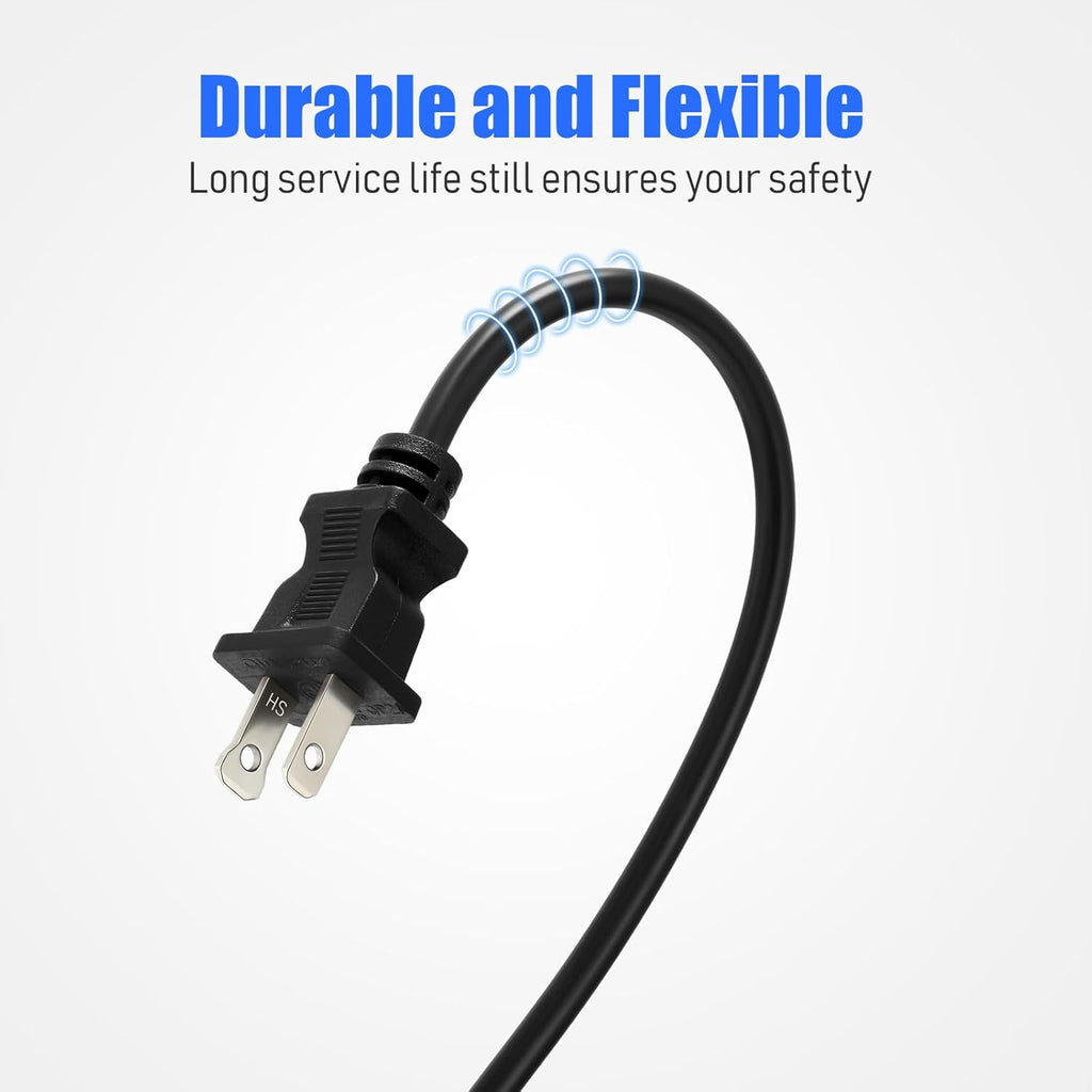 Kanayu 6pcs Black 2 Prong Extension Cords, Male and Female Power Cables, Flexible for Home, Office and Christmas Lights (1ft)