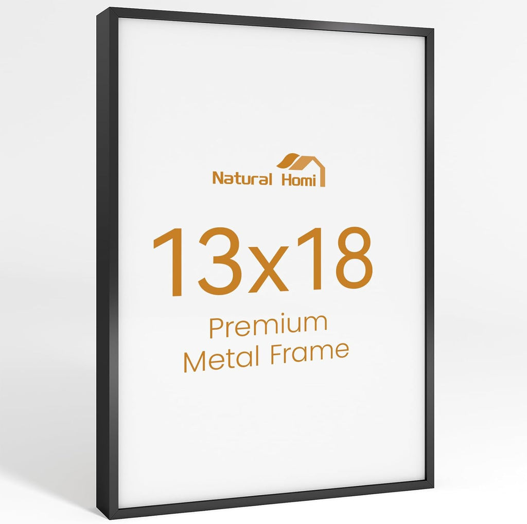 13x18 Aluminum Metal Picture Frame,Tempered Glass Black Photo Frame 13x18 for Family Photo,Posters,Art,Document to Wall Mount Horizontally or Vertically