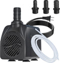 400GPH Auto-Shut-OFF Submersible Pond Pump (1500L/H 25W) Ultra Quiet Fountain Water Pump with 6.5ft High Lift, 3 Nozzles for Aquarium, Fish Tank, Pond, Hydroponics, Statuary,Water Feature.