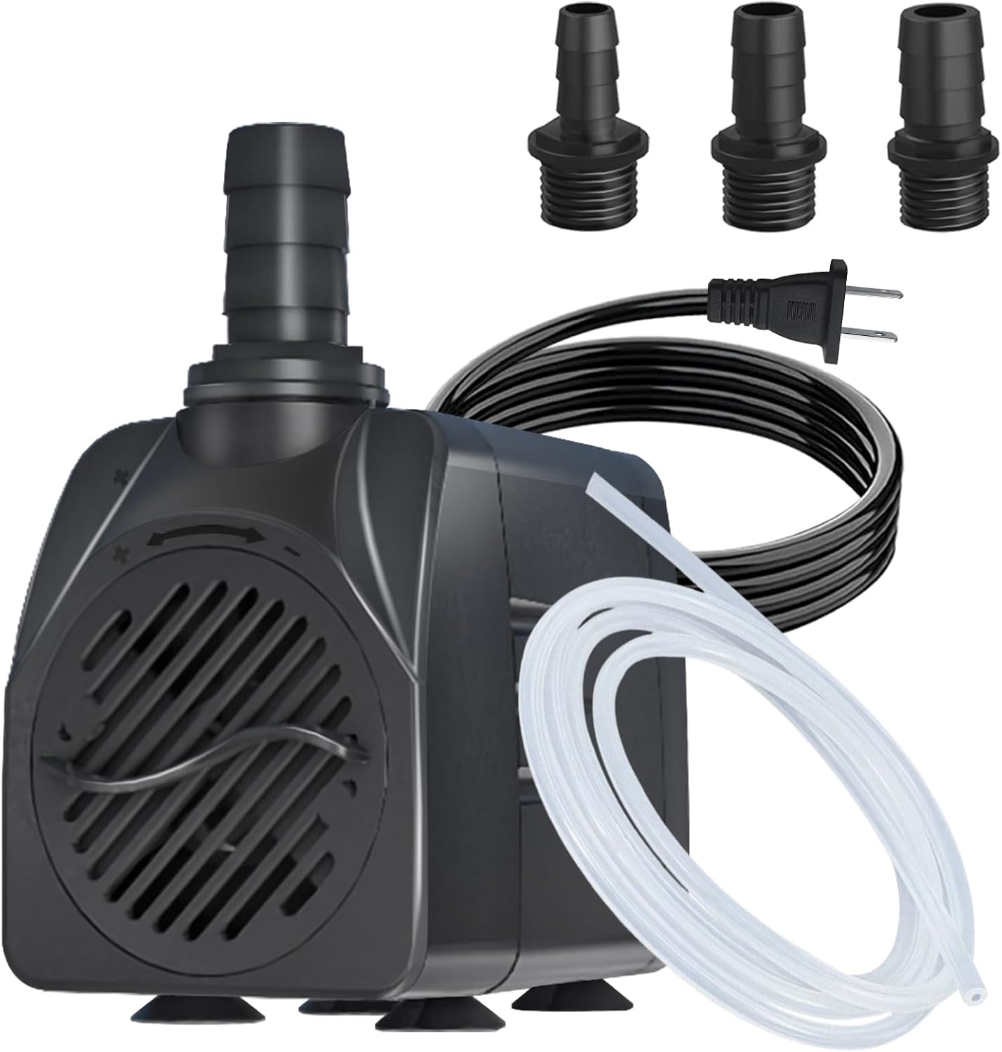 400GPH Auto-Shut-OFF Submersible Pond Pump (1500L/H 25W) Ultra Quiet Fountain Water Pump with 6.5ft High Lift, 3 Nozzles for Aquarium, Fish Tank, Pond, Hydroponics, Statuary,Water Feature.
