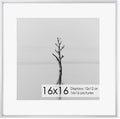 16x16 Metal Picture Frame with 12x12 Mat, Brushed Aluminum Finish, Tempered Glass Front, and Attached Hanging Hardware - Versatile Wall Display Frames for Vertical or Horizontal Orientation - Sliver