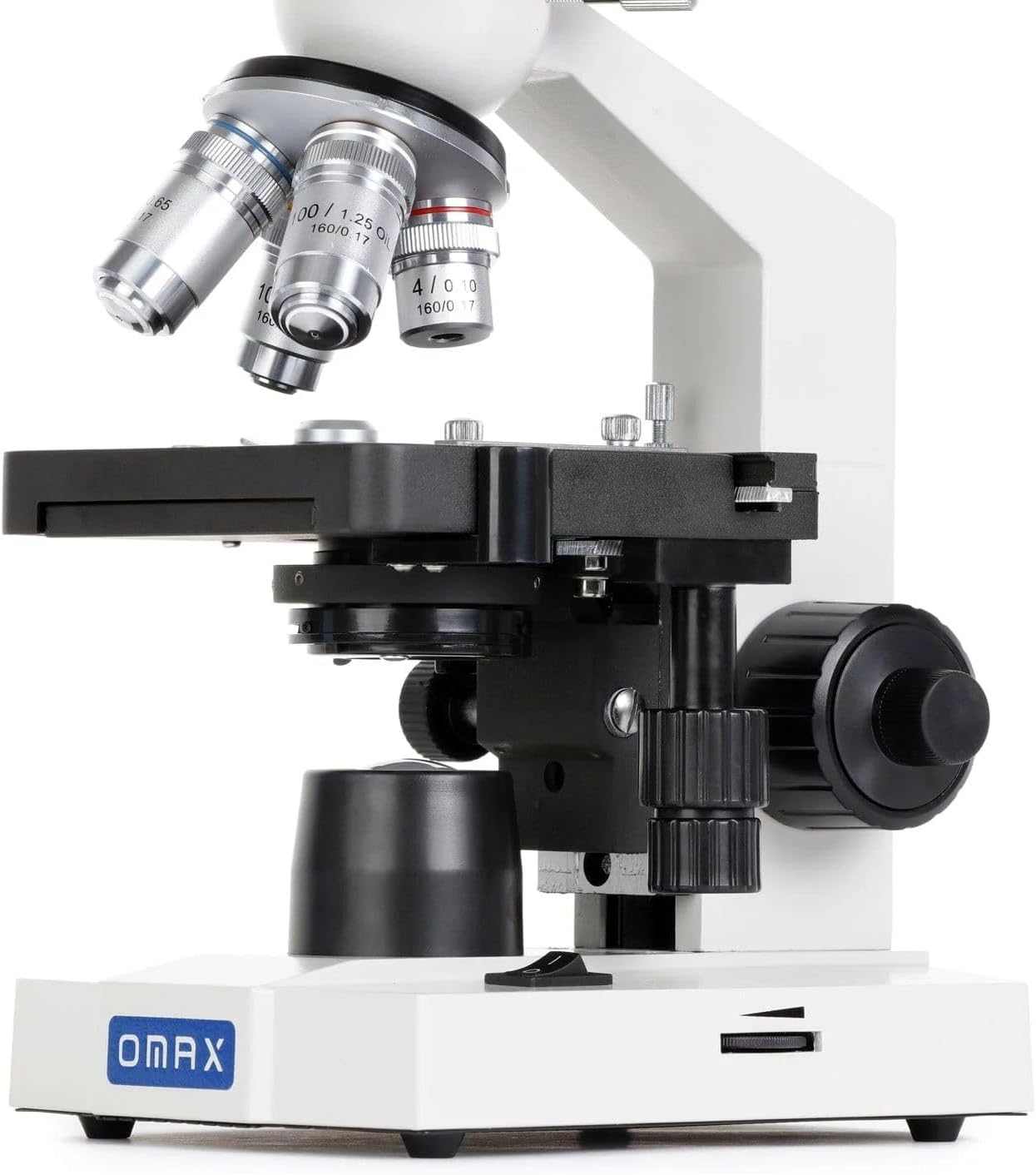 AmScope OMAX 40X-2000X Lab LED Binocular Compound Microscope with Double Layer Mechanical Stage and Coaxial Coarse/Fine Focusing Knob