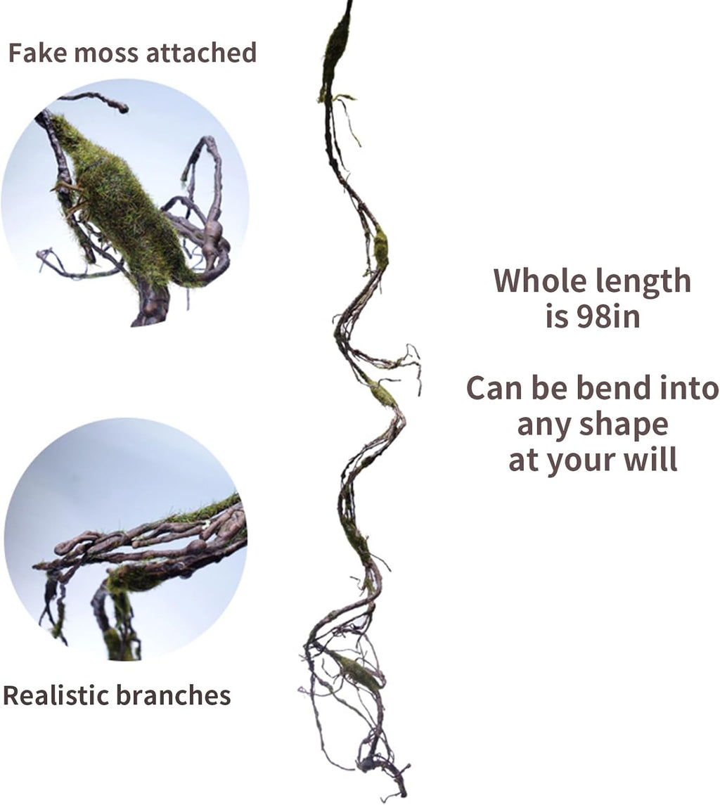 98in Bendable Wall Hanging Artificial Cherry Blossom Tree Vines Fake Reptile Plants Branches Twigs Trunk Garland for 3D Outdoor Bedroom Garden Home Background Halloween X'Mas Decoration