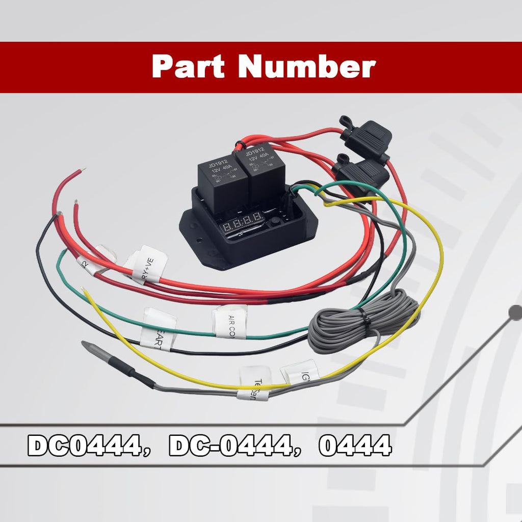 Digital Radiator Fan Controller Switch 12V/24V Kit with Adjustable Temperature Range 104-230°F, LED Display, Dual Fan Relay Replacement 0444