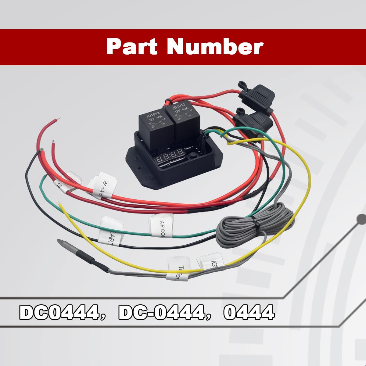 Digital Radiator Fan Controller Switch 12V/24V Kit with Adjustable Temperature Range 104-230°F, LED Display, Dual Fan Relay Replacement 0444