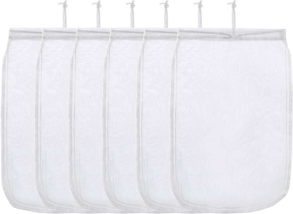 ALEGI Aquarium Filter Media Bag Extra Fine, Reusable 180 Micron Drawstring Mesh Bags for Activated Carbon (12"*8" (6 Pack))