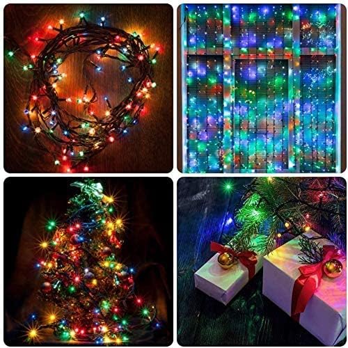 AmyHomie Multicolor Christmas Lights Outdoor, 300LED Lights with 8 Lighting Modes, End to End Connectable Fairy String Lights for Indoor Outdoor Christmas Decoration