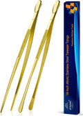 JETKONG 2 Pcs 18 Inch (45cm) Stainless Steel Grill Tongs Heavy Duty Giant Tweezer Tongs, Extra Large Tweezers Tools for Cooking, Grilling, BBQ and Turning Food (Gold)