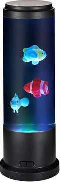 EDIER Fish Lamp with Moving Fish, 11-inch Fake Aquarium Tank Auto-Color Changing, USB Sensory Liquid Motion Lamp for Kids & Autism Stress Relief