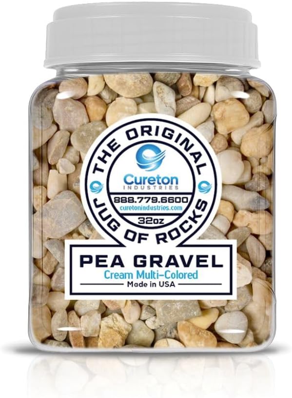 32 oz Jug of Multicolor Cream Pea Gravel, ⅛ - ½ inch Size, for Indoor Outdoor Decor, vase Filler, Candles, Art, Crafts, Aquariums, Fairy Gardens, planters, tablescapes, terrariums