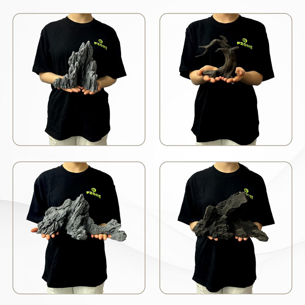 FZONE Resin Seiryu Stone Model Ph-Neutral Aquarium Rocks for aquascaping, Micro-Landscapes