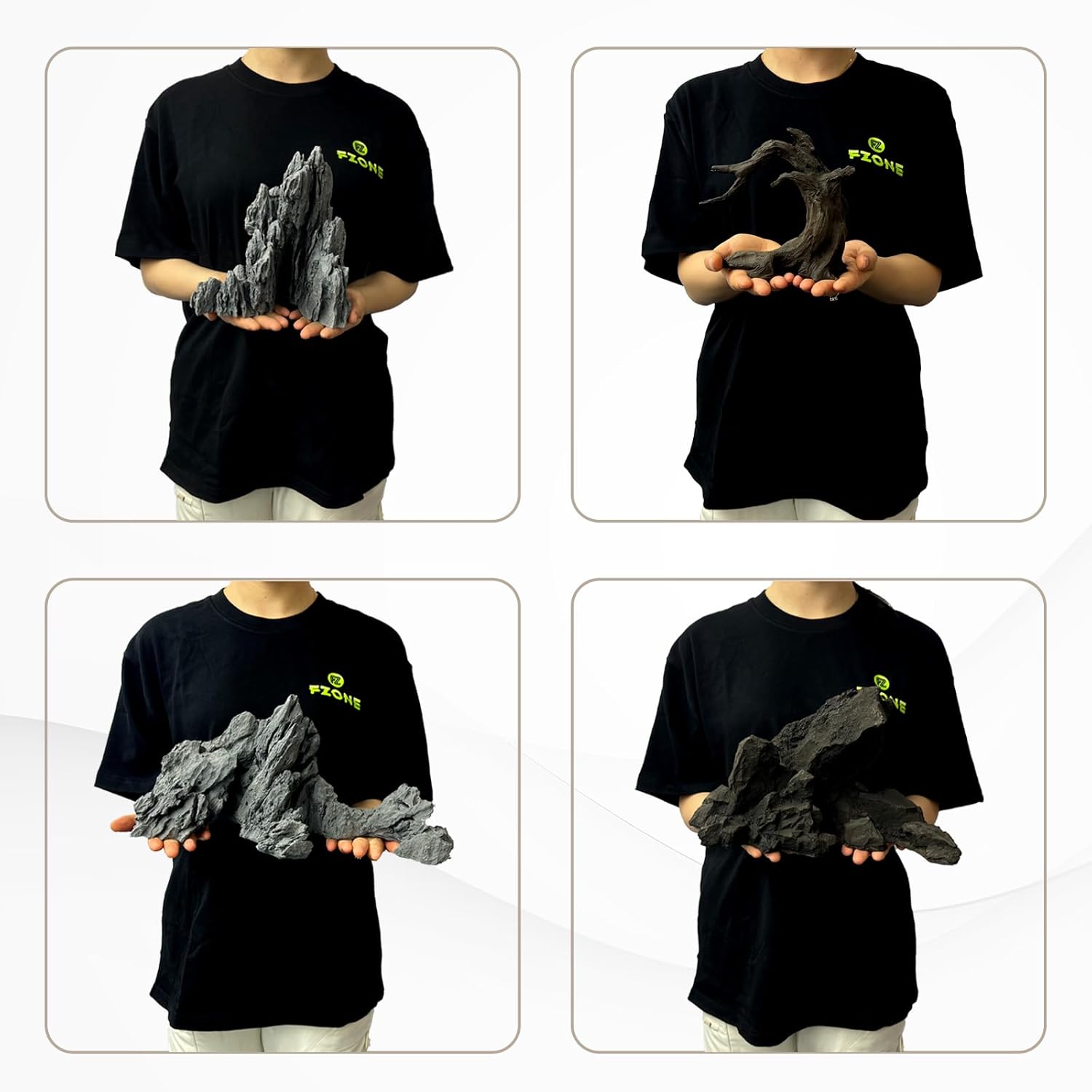 FZONE Resin Seiryu Stone Model Ph-Neutral Aquarium Rocks for aquascaping, Micro-Landscapes