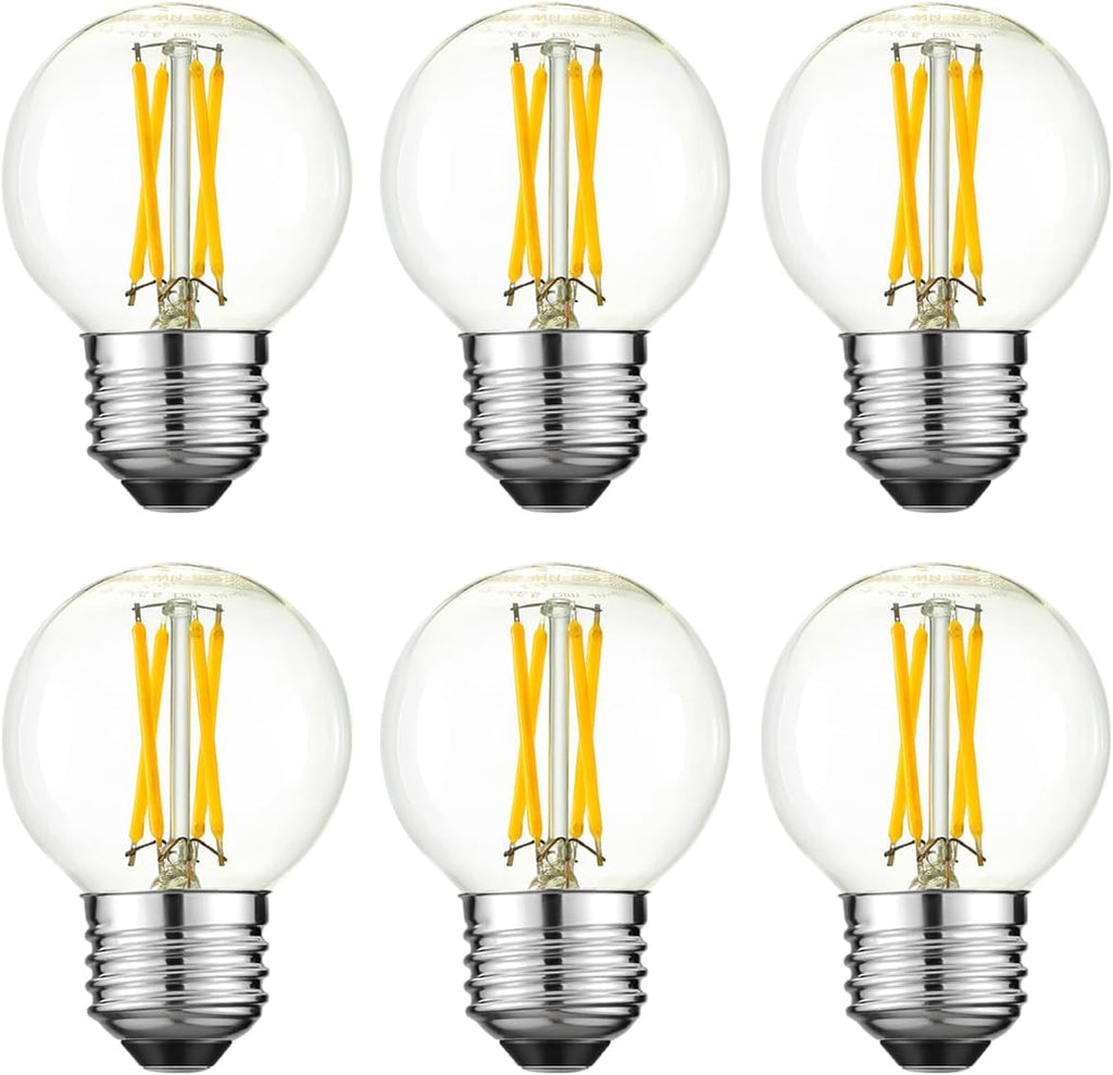 Arberlic G16.5 Light Bulb dimmable,4W E26 LED Bulb Equivalent 40 watt e26 Bulb,Neutral White 4000K,400lm,CRI>85,AC120V,Edison Style,Clear Glass,Flicker Free,Pack of 6