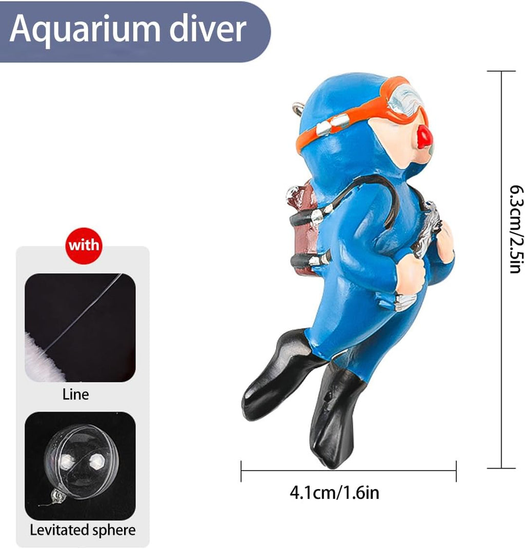 3pcs Floating Fish Tank Decorations, Little Diver Aquarium Decoration, Aquarium Accessories Fish Playmate for Fish Tank Suitable for All Kinds of Fish Tanks Swimming Pool