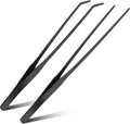 2pc-10.6"Aquarium Tweezers,Stainless Steel Straight and Curved Tweezers Set,Long Handle Reptile Feeding Tongs for Lizards, Bearded Dragon Snake Tank Accessories (Black)