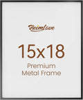 Heimlove 15x18 Metal Picture Frame,Black Aluminum Photo Frames-Real Tempered Glass,Wall Gallery Poster Puzzles Artwork frame Mounting Horizontally or Vertically Decor for Wall-1Pack