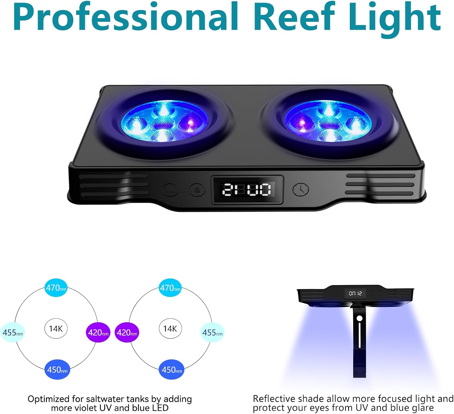 Aquarium Light - 36Watts Reef Light with Timer Sunrise and Sunset Touch Control Dimmable Saltwater Aquarium Light for Nano Tank (A036)