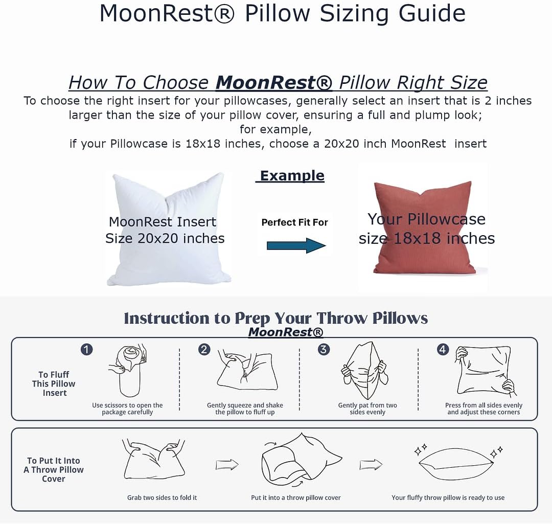 MoonRest® 16x30 Inch Synthetic Down Alternative Rectangle Pillow Insert Form Stuffer for Sofa Shams, Decorative Throw Pillow, Cushion and Bed Pillow Stuffing - Hypoallergenic 16“X 30”