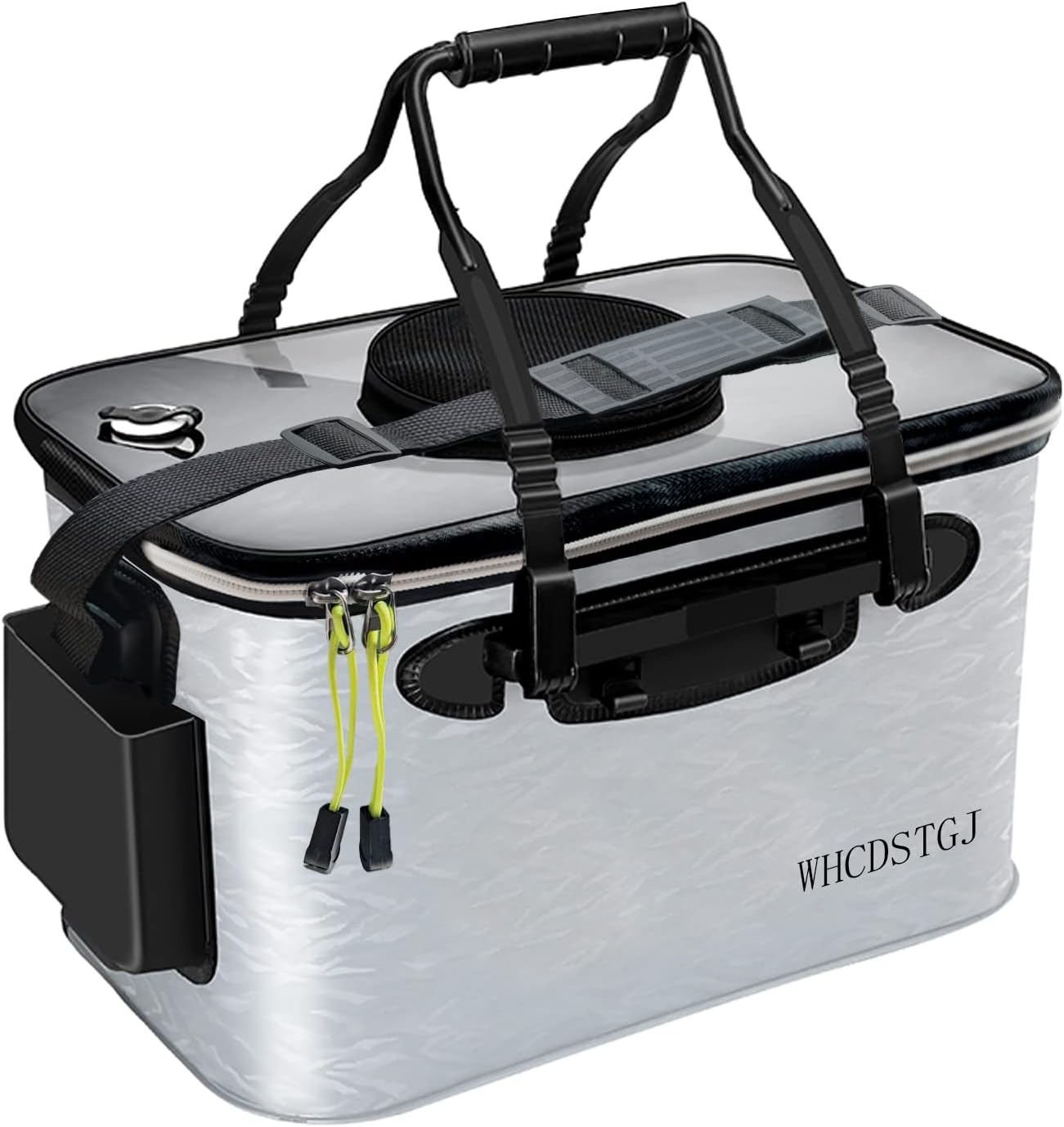 Transparent Lid Fishing Bucket, Portable Foldable Fishing Bucket, Bait Bucket, Fish Bucket, Live Bait Storage. (8 gallons)