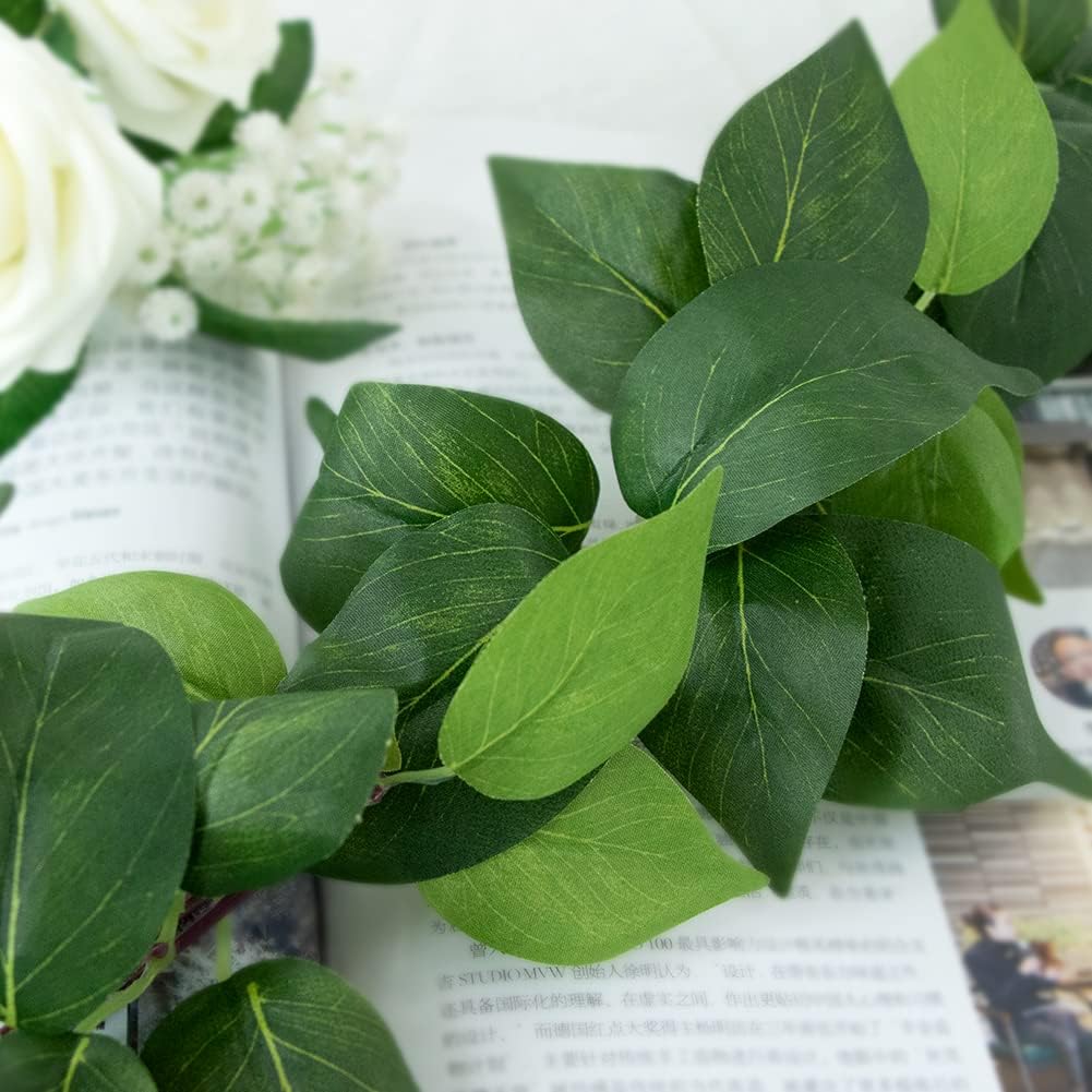 3 Strands Artificial Vines Kit, 71" Silk Eucalyptus Ivy Garland Green Leaves Natural Odorless, Fake Greenery Hanging Plants Decoration for Home, Bedroom, Wall, Party, Wedding Decor