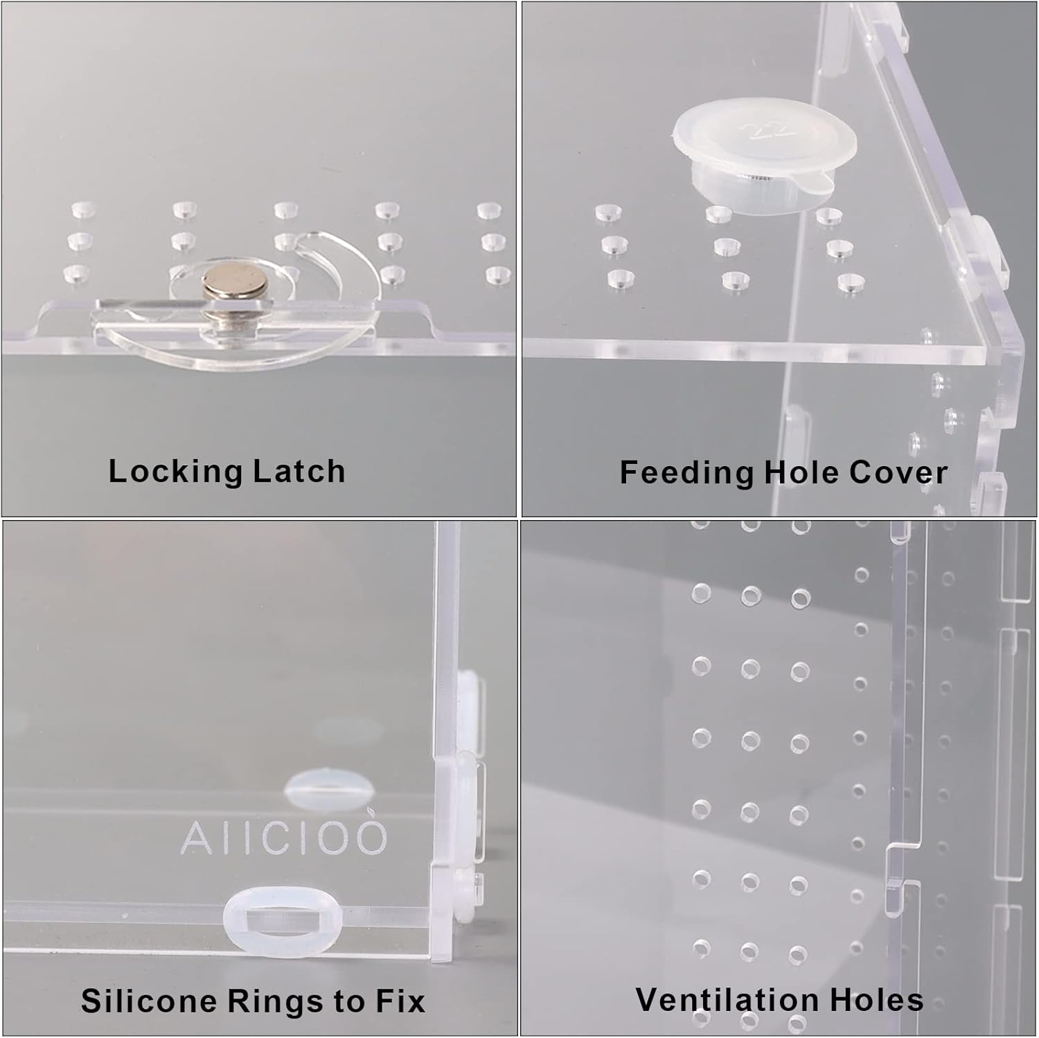 Aiicioo Micro Habitat Terrarium Enclosure 8x6x14 Inches Tarantula Enclosure Box Insect Habitat Clear Acrylic Reptile Feeding Tank for Jumping Spiders Insect Small Tree Dwelling Reptiles