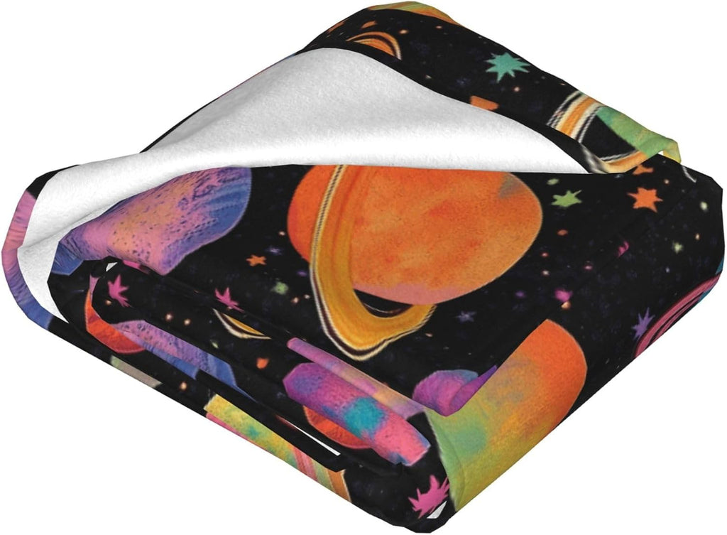 Space Planet Throw Blanket Solar System Print Throw Blankets Gifts for Couch Sofa Bed Stuff Decor Soft Cozy Fleece Plush Warm Flannel Bedding for Lover Boys Girls 50"x60"