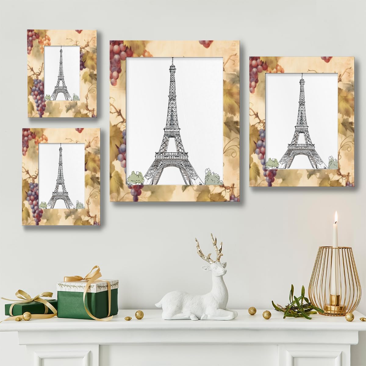 Grapevine Print 11x14 Picture Frame, 11x14 Wood Photo Frame for Wall Hanging or Tabletop Display Decor
