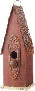 Glitzhome 13.25" H Wood Hand Painted Distressed Garden Birdhouse Hanging Bird House for Outdoors