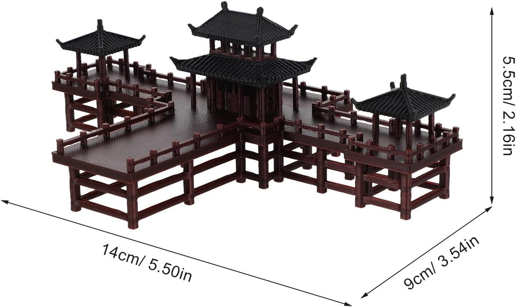 LOGOFUN Mini Pagoda Gazebo Statue Model Miniature Pavilion Figurine for Fairy Garden Landscape Fish Tank Zen Decor