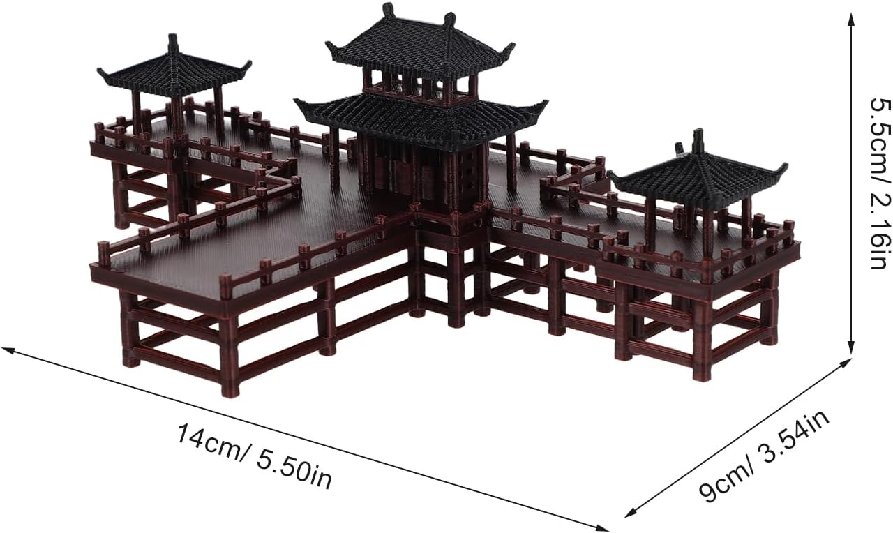 LOGOFUN Mini Pagoda Gazebo Statue Model Miniature Pavilion Figurine for Fairy Garden Landscape Fish Tank Zen Decor