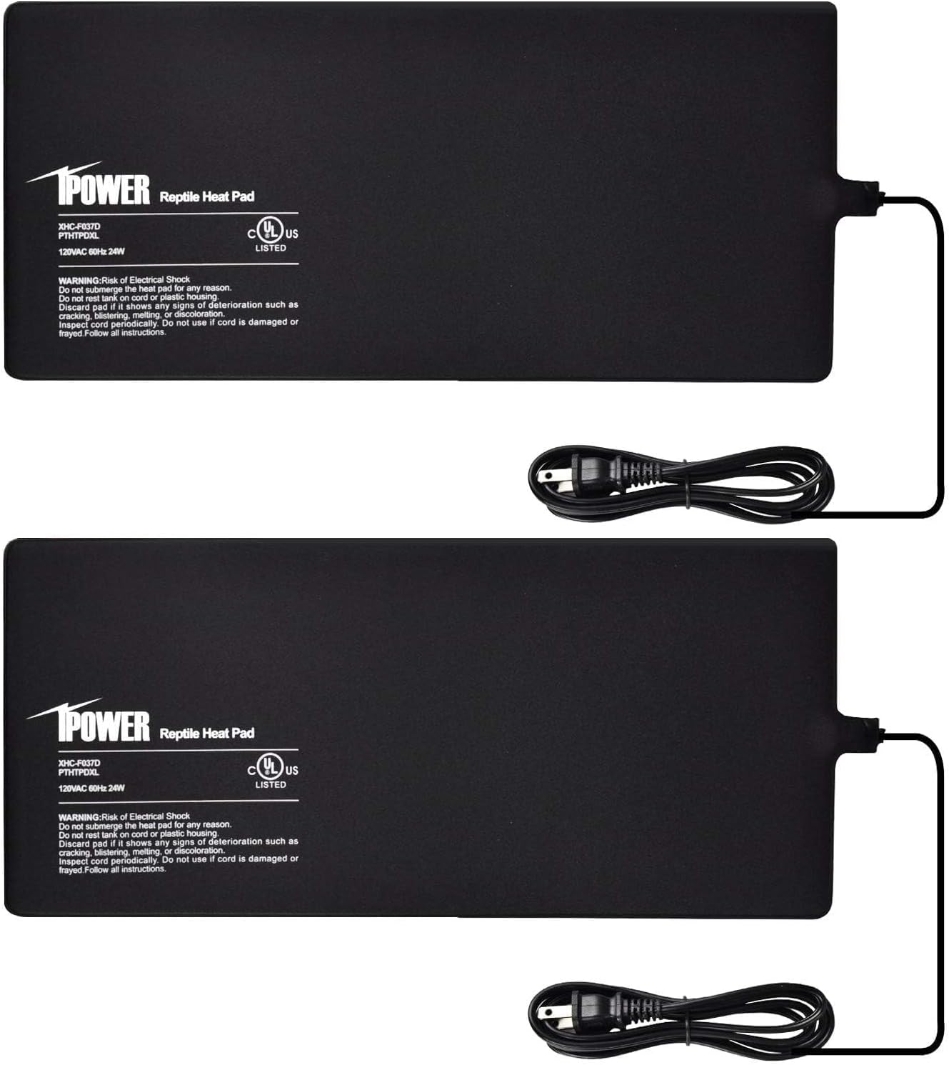 iPower 8x18 Inch Reptile Heat Pad Under Tank Heater, Energy-Efficient & Waterproof Design Terrarium Warmer Mat for Turtles, Lizards, Snakes, 2 Pack
