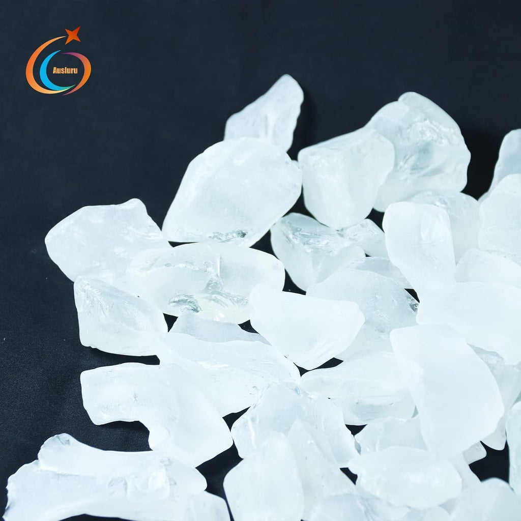 5LB Frosted Sea Glass Vase fillers Crushed Glass, Sea Glass Decor Ideal for Christmas DIY Craft, Aquarium Gravels, Home Decor Crushed Sea Glass Pieces for Beach Wedding, 0.7-3 Inch Clear