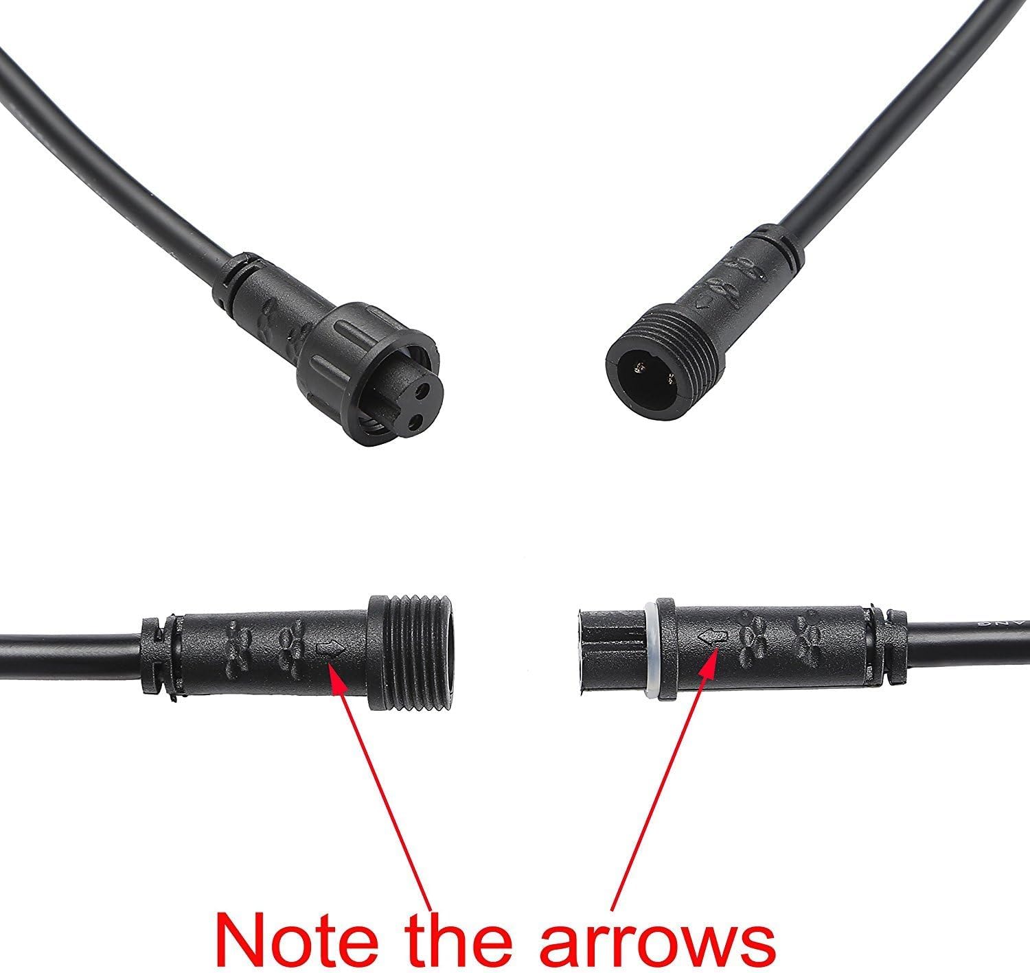Sumaote 6.56ft 2m 2Pin Extension Cable Wire with Male and Female Connectors at Both Ends for Single Color LED Deck Light