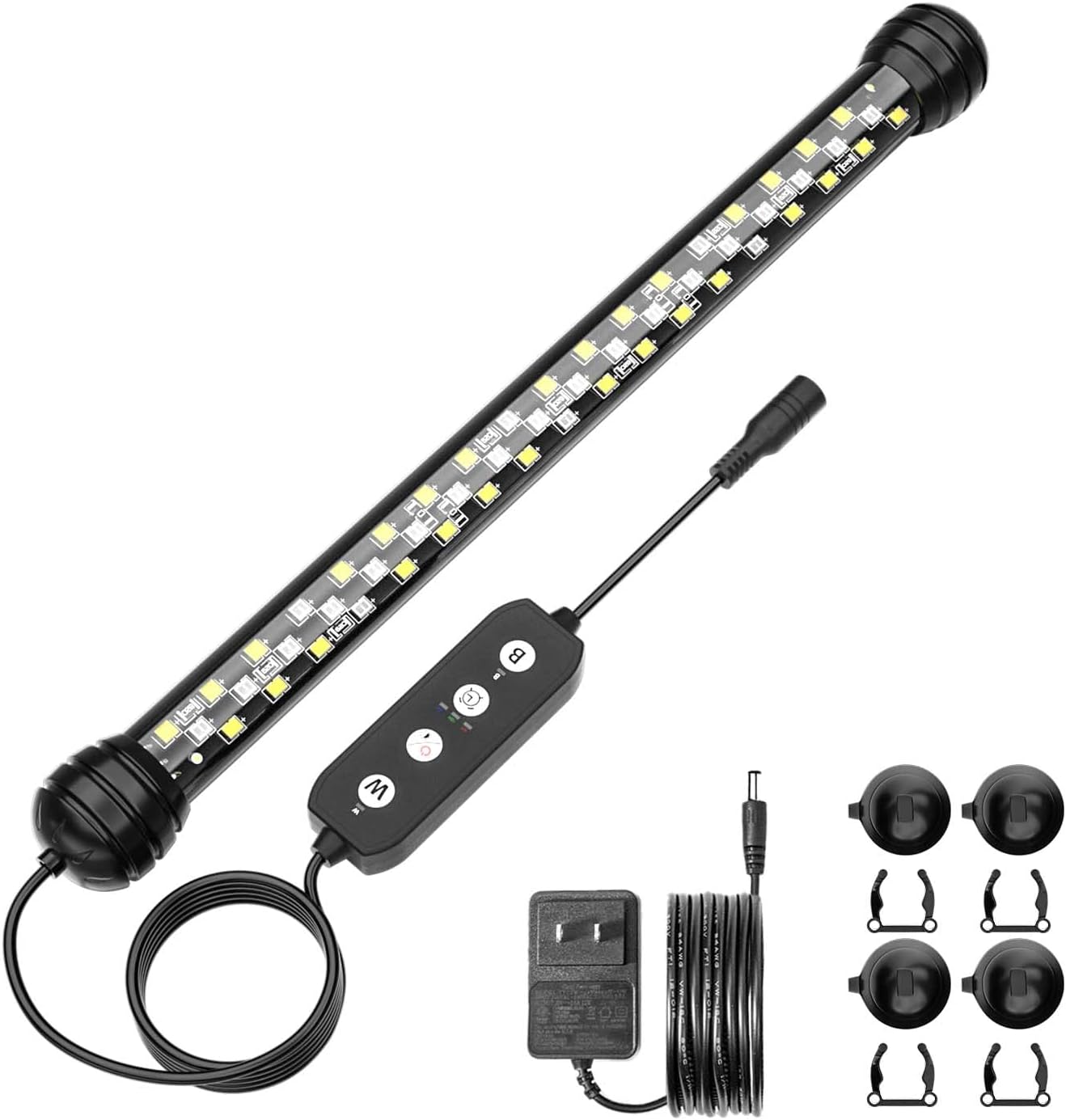 SEAOURA Led Aquarium Light with Timer, Submersible Aquarium Plant Light, Fish Tank Light with Auto On/Off, 3 Lighting Modes, Adjustable Brightness (11 inch for 12-23inch Planted Tank), 7W