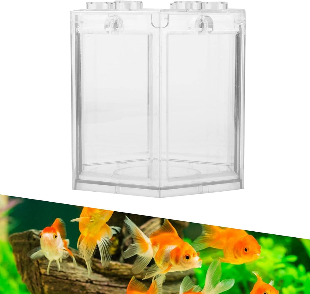 Small Betta Fish Tank, Hex Shape Portable Mini Aquarium Tank, Fish Tank Starter Kits Fish Bowl Aquarium Starter Kits for Turtle Reptile Shrimp Moss Crab Insects Habitat as Decoration(Transparent)