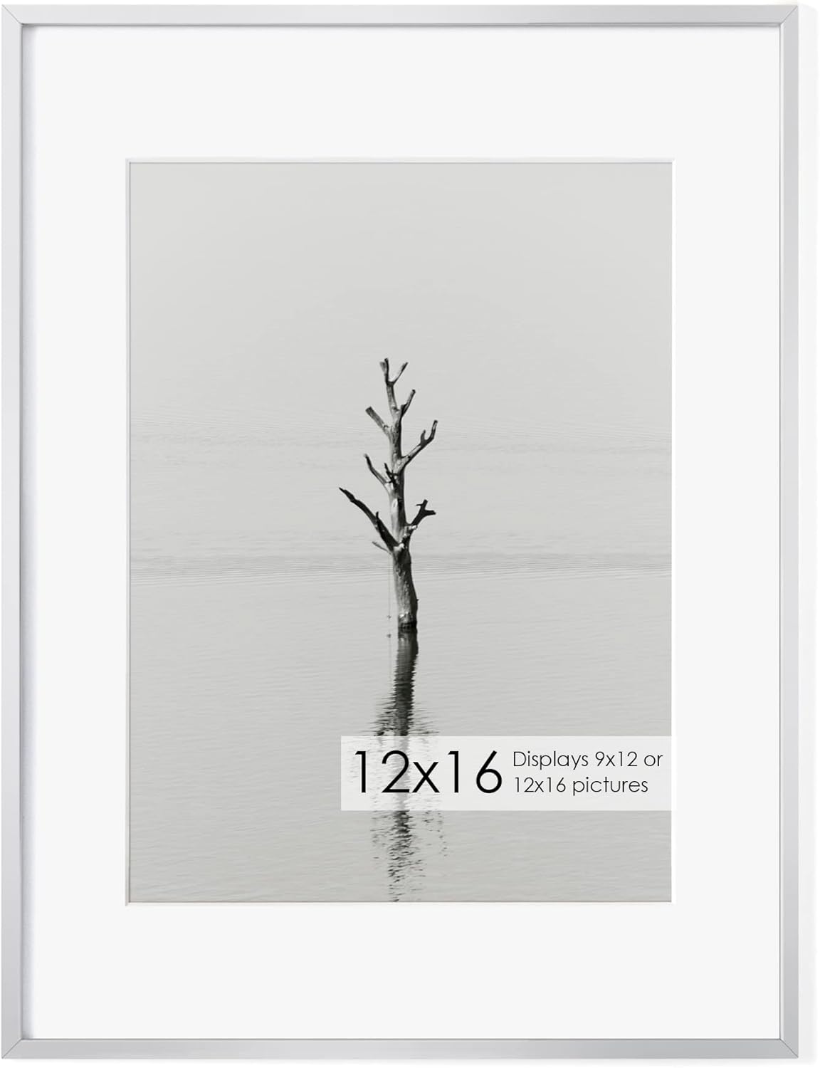 Fun Memories 12x16 Metal Picture Frame- 12x16 Aluminum Photo Frames with 9x12 Mat, High-Definition Plexiglass Front, and Hanging Hardware, Premium Metal Picture Frame Collection(Silver, Pack of 1)