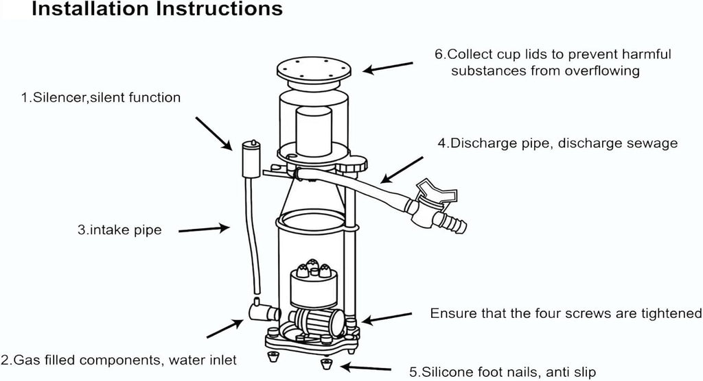 Protein Skimmer for 50-100 Gallon Saltwater Aquariums,Energy Efficient DC Windmill Pump,Adjustable Flow Control & Silent Operation (<35dB),Nano-Scale Protein Skimmer
