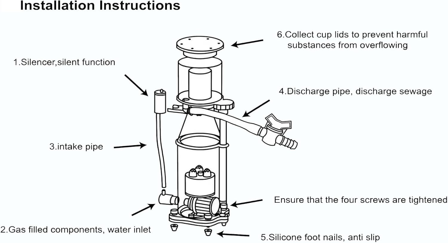 Protein Skimmer for 50-100 Gallon Saltwater Aquariums,Energy Efficient DC Windmill Pump,Adjustable Flow Control & Silent Operation (<35dB),Nano-Scale Protein Skimmer