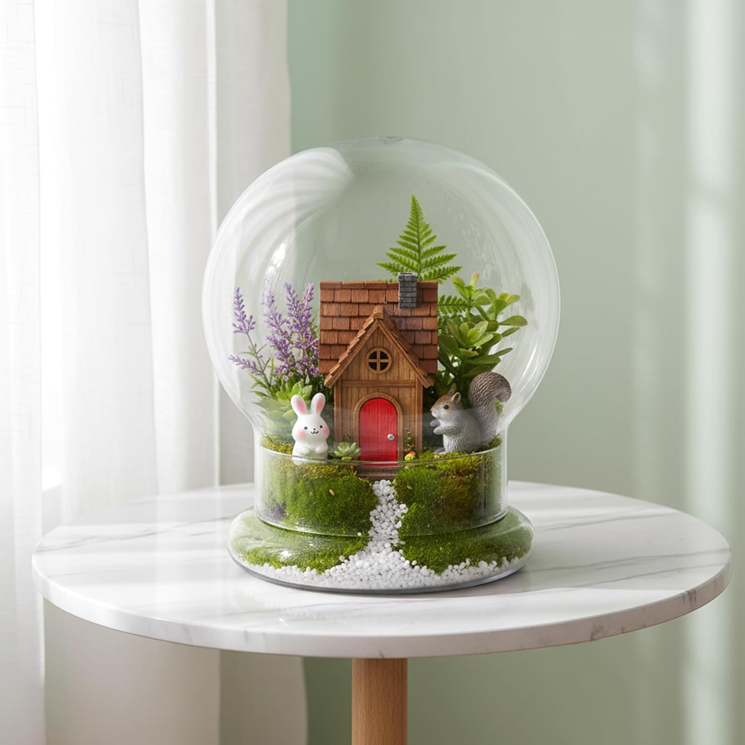 2 Pack Round Glass Cloche Domes with Air Hole and Base, 4.6×6.6 Inches Clear Terrarium Planter, Cloche Planters, Terrarium Bell Jar, Humidity Dome Glass for Plants, Mimosa