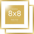 Homeforia 8x8 Picture Frame Gold, High End Metal 8 x 8 Square Photo Frames with Mat 6 by 6, 8x8 Poster Frame Matted to 6x6 inches Print, 8by8 Wall or Tabletop Frame, Tempered Glass, Wall Kit, Set of 2