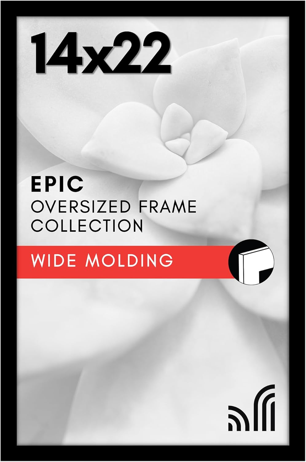 Americanflat 14x22 Picture Frame with Polished Plexiglass - Black Picture Frame - Wide Photo Frames Made of Engineered Wood for Vertical or Horizontal Wall Display - Epic Collection - Black