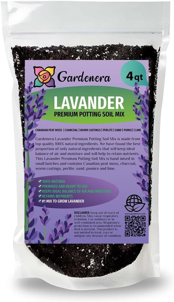 Gardenera Lavender Planting Mix - Promote Healthy Root Development and Aromatic Flowers - 4 QUARTS