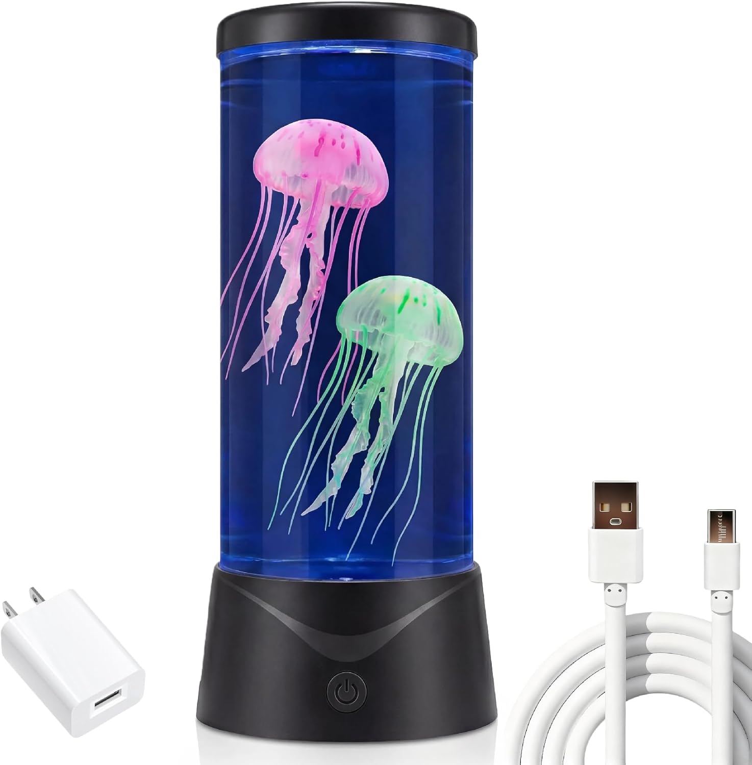 Jellyfish Lamp, 7 Color LED Changing Jelly Fish Light Lamp with Quiet Motor, Lifelike Movements, Jellyfish Decor for Bedroom, Office, Sensory Lamp Great Gifts for Kids (Black)