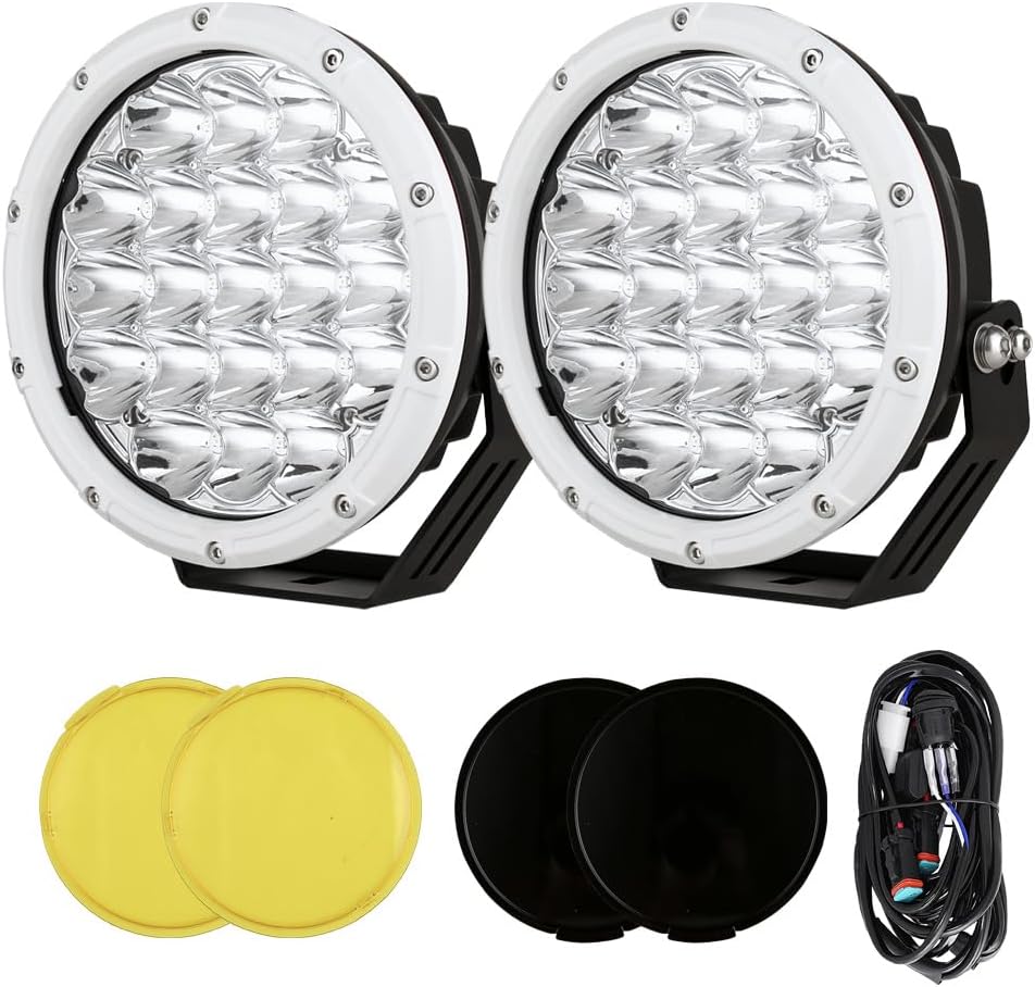 BIGLION.X 7Inch Driving Lights Spotlights Pair 210W 32000LM Round LED Spot Off Road Lights Marine Light Bar Amber Fog Headlights 12V 24V for Pickup Trucks ATV UTV Car UTE 4WD Boat