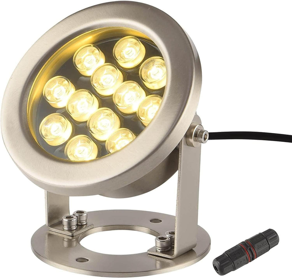 JSN&PC LED Underwater Lights 24W Warm White Color DC12V Pond Light for Party Swimming Pool Home Garden Fountain Water Rockery Grass Land