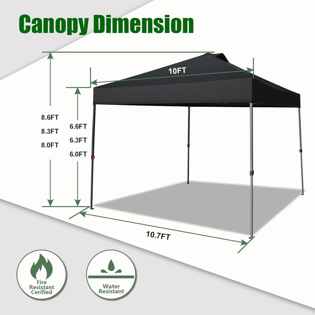 Eurmax USA NOMATTER ONE-Person Open&Close 10x10ft Pop Up Canopy Tent，Portable Shelter Canopy for Outdoor Events，Instant Canopies, Temporary Sunshade,Bonus 4 Sand Bags(White)