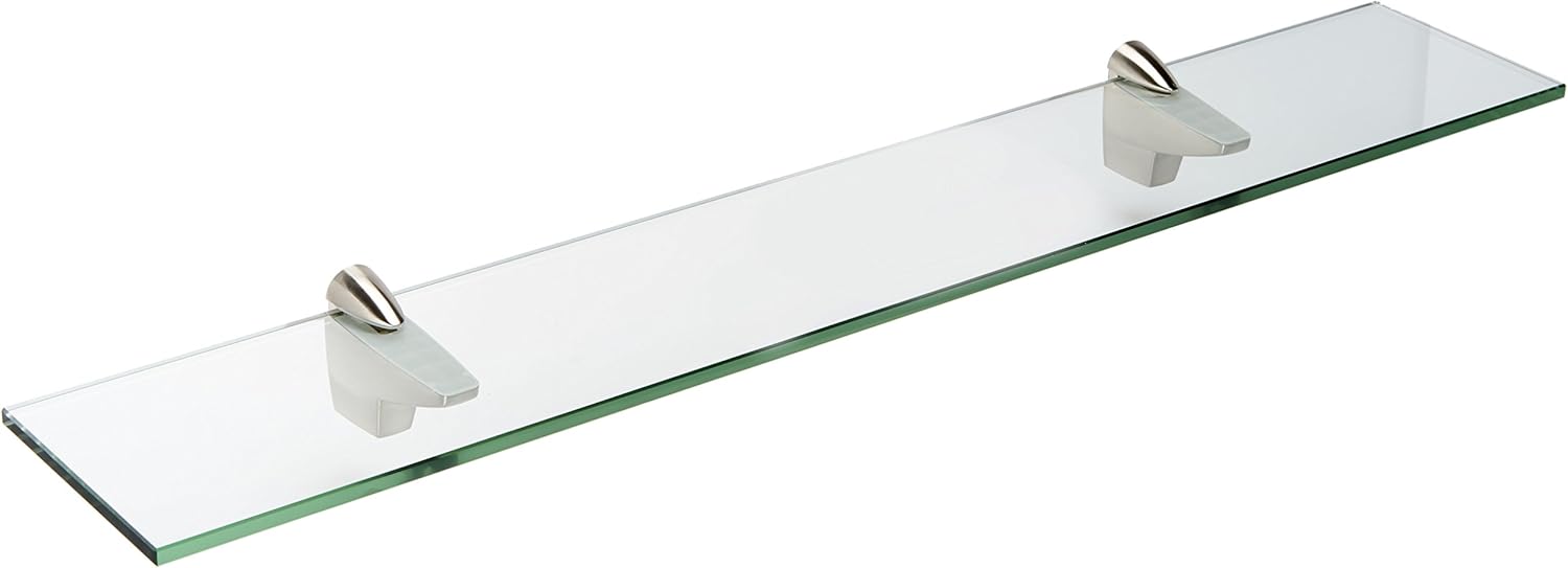 Spancraft Glass F-10x24-Brushed Steel Falcon Glass Shelf, Brushed Steel, 10" x 24"